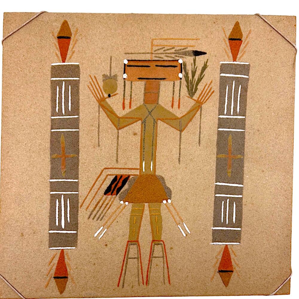 Native American Navajo Sand Painting Art Til Southwest Decor Artwork